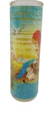 Girl Praying Baby Jesus Christmas Candle Tall Glass Cylinder Sugar Coated Read picture