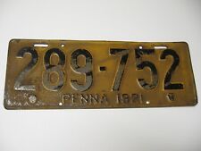 Rare 1921 Pennsylvania Car License Plate- 6 Digits PENNA, 15.75