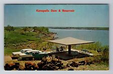 Salina KS-Kansas, Kanopolis Dam & Reservoir, Antique Vintage Souvenir Postcard picture