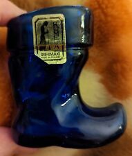 Kumela Riihimaki Cobalt Blue Glass Santa Boot Toothpick Match Holder Shotglass picture