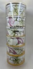 D-23 VINTAGE PILLIVUYT FRANCE PINK MORNING GLORY 7 INCH SOUFFLE DISH SET OF 6 picture