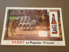 VTG PABST BLUE RIBBON ADVERTISING CARDSTOCK POSTER FIRE ENGINE PABST BREWING CO picture
