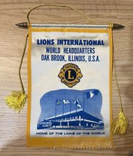 Vintage Lions Club International Banner Flag Illinois Oak Brook Headquarters picture