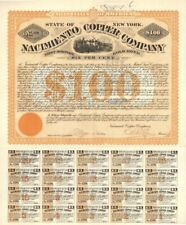 Nacimiento Copper Co. - 1881 dated $100 New Mexico Mining Bond (Uncanceled) - Go picture