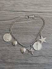 Vintage Beta Sigma  BEO Sorority Hearts Stars Charm Bracelet Sterling Silver 7in picture
