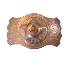 60's  Western Nickel Silver Belt Buckle  with Texas Star and Horse Head Design picture
