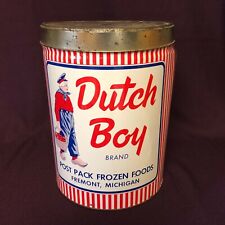 DUTCH BOY Brand Post Pack Frozen Foods Fremont Michigan Large Tin Great Graphics picture