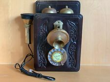 GEC VINTAGE TELEPHONE~CARVED WOOD AND BRASS~RARE VINTAGE w/MODERN WIRING~NOS picture