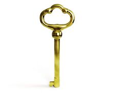 KY-2 Skeleton Key Reproduction Brass Plate Hollow Barrel Key for Cabinets, Dr... picture