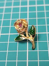 Vintage Rose Flower  Gold Tone Lapel Pin Hat Lanyard Pin Tie Tack picture