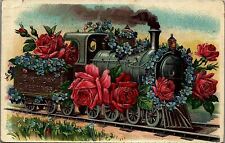1913 BUFFALO NY RAILROAD TRAIN BIRTHDAY GREETINGS EMBOSSED POSTCARD 38-165 picture