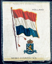 Antique NEBO Cigarettes Tobacco Silk HOLLAND Flag Factory #7 New Jersey picture
