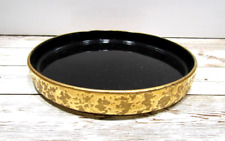 Vintage Hand Decorated with Gold Ceramic Black plater 7 inch in diameter picture