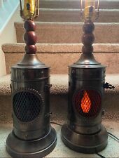 Pair  Of  AUTOMAX N.Y. USA Nautical Scuba Style Metal Lamp W/ Flaming Nightlight picture
