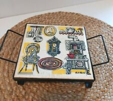 Ruth Reeves Ceramic Trivet Metal Frame with Handles picture