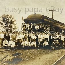 Antique 1900s Light Rail Tram People Train Railway Railroad RR Photo picture