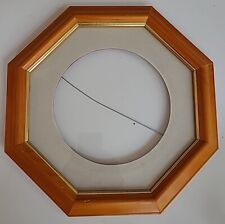 Vintage Octagonal Oak 8.5 inch Collector Plate Frame With Glass -Natural Stain picture