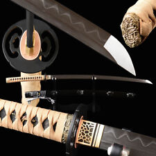 Japanese Katana Samurai Sword Clay Tempered Folded Steel Leather Cord Practise picture