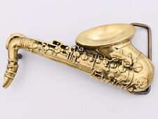 Solid Brass Alto Sax Saxophone Vintage Belt Buckle picture