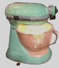 RETRO KITCHEN AID STYLE STAND MIXER CERAMIC COOKIE JAR Mint Green/Turquois RARE  picture