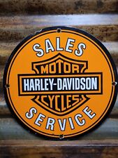 VINTAGE HARLEY DAVIDSON MOTORCYCLE PORCELAIN SIGN OLD BIKE DEALER SALES SERVICE picture