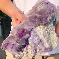 9.9lbBeautiful Natural Rainbow Fluorite Quartz Crystal stone ore Block Healing picture