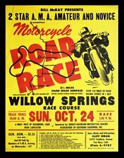 1955 Willow Springs California Raceway RARE Original Motorcycle Racing Poster picture