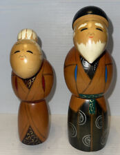 JAPANESE WOODEN KOKESHI OLD Couple MAN AND WOMAN DOLLS Grandma Grandpa Doll￼ picture