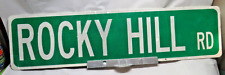 Vintage Metal Rocky Hill Rd. Reflective Street Road Sign 36in x 9in picture