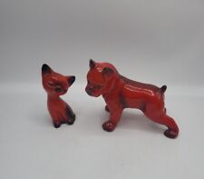 Vintge Orange & Black Cat & Dog Ceramic Figurines MCM Repair On Dog picture