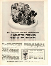 1963 CORVETTE ENGINE 327/360-HP ~ ORIGINAL PENNZOIL AD picture