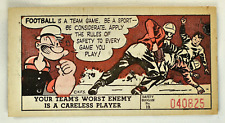 POPEYE FOOTBALL LUCKY SAFETY CARD #13 THE ALBANY TIMES-UNION, 1953 picture