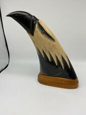 Gorgeous Hand Carved Buffalo Horn Eagle Figurine Sculpture Alaska Signed picture
