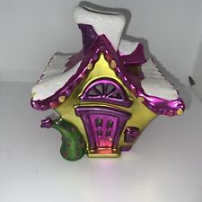 Christmas PartyLite Whimsical Grinch Like Tealight House Cottage 6 1/2” Tall picture