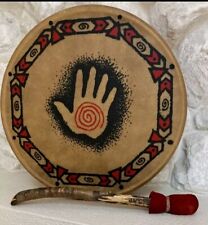 **AWESOME  VINTAGE NATIVE AMERICAN  RAWHIDE HAND DRUM  HEALING  CEREMONY NICE