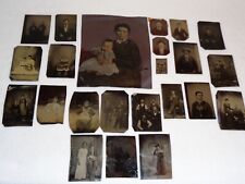 Antique Tintype Photo Lot - 23 Pictures - Men Women Children Groups Rare Images picture