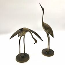 Vtg 2pc Retro MCM Brass Crane Heron Egret Bird Figurines Leonard Mfg Co Korea picture