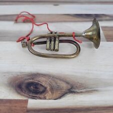 VTG Brass Trumpet Musical Instrument Christmas Ornament Metal 3.5” Holiday Decor picture