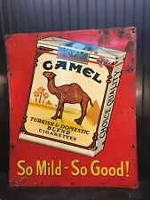 ORIGINAL , Vintage Camel Cigarette Metal Advertising Sign 30'' x 36'' 40s 50s picture