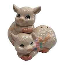 Vintage Salt and Pepper Shaker Set 1960s Ceramic Cute Pigs Hand Painted picture