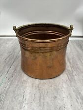 Antique Copper/Brass Cauldron Pot w/ Wroght Iron Handle picture