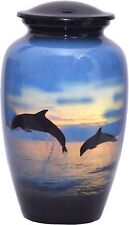 Dolphins Funeral Cremation Large Burial Urn Human Ashes Adult Memorial 200 Lbs picture