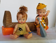 Vintage Pebbles and Bamm Bamm Dolls Original 1963-64 IDEAL TOYS Club and Cradle picture
