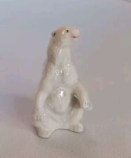 White Ceramic Porcelain Sitting Small Polar Bear Figurine Office Home Decor picture