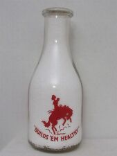 TRPQ Milk Bottle Adams Dairy Rawlins WY WYO CARBON COUNTY Bucking Bronc 1948 picture