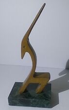 1980s Art Deco Revival Dolbi Cashier Brass Gazelle on Marble Sculpture 7