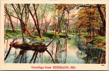 Hermann MO Missouri Greeting Postcard Vintage Autumn Scene Fall picture