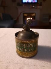 HTF GORGEOUS  Early Antique HOUSEHOLD LUBRICANT TIN 4oz BEAUTIFUL GRAPHICS COLOR picture