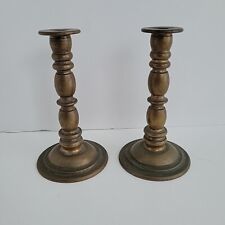 Set 2 VTG Brass Candle Stick Holder MCM Boho Rustic French Regency Classic picture