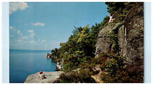 1953 Kid Sitting on Frye's Leap and Images Sebago Lake ME Vintage Postcard picture